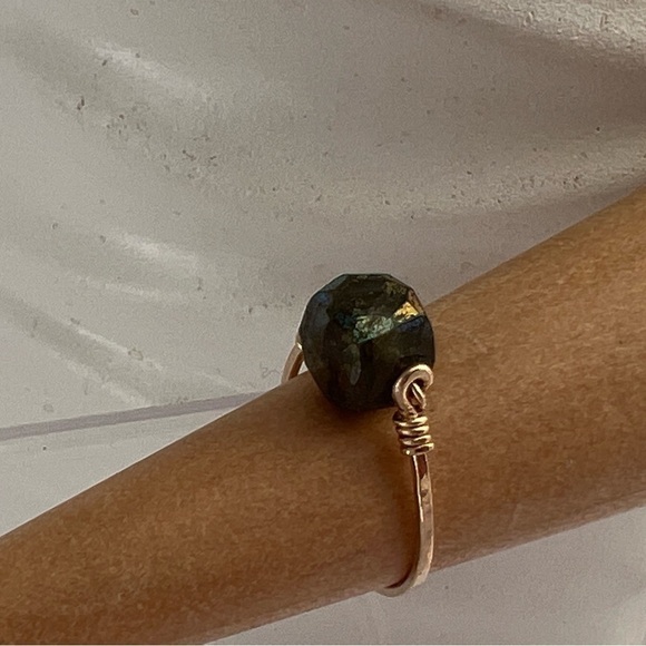 LABRADORITE Gemstone Gold wire Wrap Ring - Picture 3 of 14